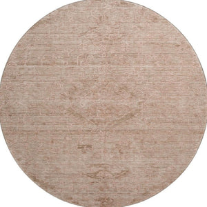 HomeRoots 8' Coral and Salmon Medallion Round Rug - Washable, UV-Protected, Durable for Family Life & Style 684609