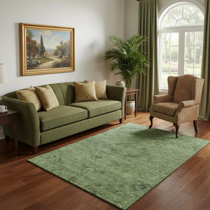 HomeRoots 5' X 8' Classic Fern Green Medallion Area Rug - Washable, Stain Resistant & UV Protected Design 684614