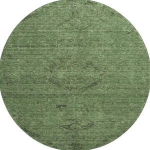 HomeRoots 8' Washable Fern Green & Emerald Medallion Round Rug – UV Protected, Stain-Resistant, Durable Design 684615