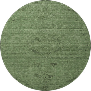 HomeRoots 8' Washable Fern Green & Emerald Medallion Round Rug – UV Protected, Stain-Resistant, Durable Design 684615