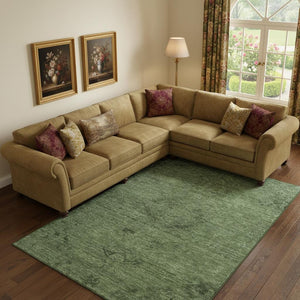 HomeRoots 9' X 12' Washable Fern Green & Emerald Medallion Area Rug with UV Protection for High Traffic Areas 684617