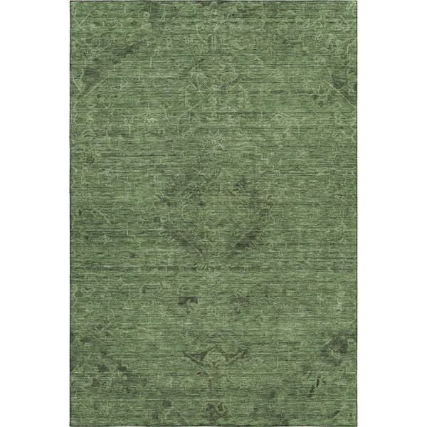 HomeRoots 9' X 12' Washable Fern Green & Emerald Medallion Area Rug with UV Protection for High Traffic Areas 684617