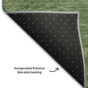 HomeRoots 9' X 12' Washable Fern Green & Emerald Medallion Area Rug with UV Protection for High Traffic Areas 684617
