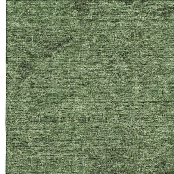 HomeRoots 9' X 12' Washable Fern Green & Emerald Medallion Area Rug with UV Protection for High Traffic Areas 684617
