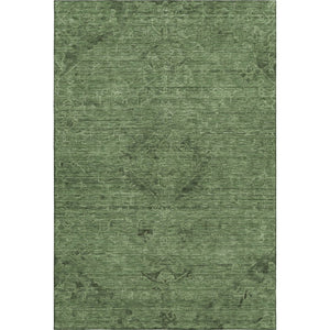 HomeRoots 10' X 14' Washable Fern Green & Emerald Medallion Area Rug with UV Protection for High-Traffic Rooms 684618