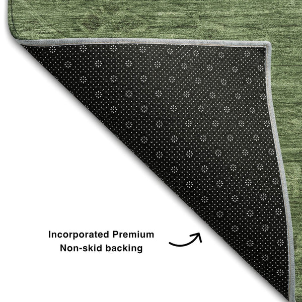 HomeRoots 10' X 14' Washable Fern Green & Emerald Medallion Area Rug with UV Protection for High-Traffic Rooms 684618