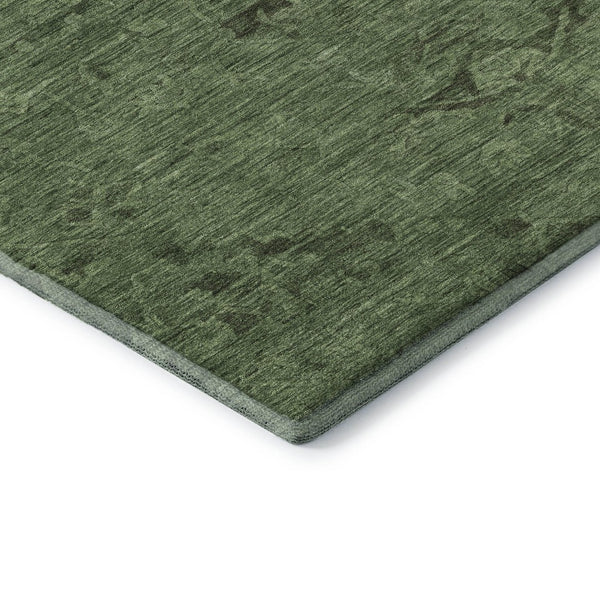 HomeRoots 10' X 14' Washable Fern Green & Emerald Medallion Area Rug with UV Protection for High-Traffic Rooms 684618