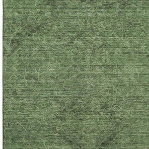 HomeRoots 10' X 14' Washable Fern Green & Emerald Medallion Area Rug with UV Protection for High-Traffic Rooms 684618
