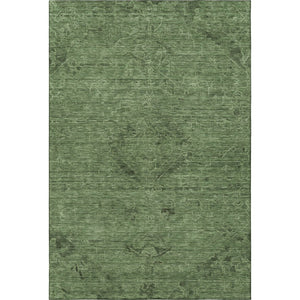HomeRoots 10' X 14' Washable Fern Green & Emerald Medallion Area Rug with UV Protection for High-Traffic Rooms 684618