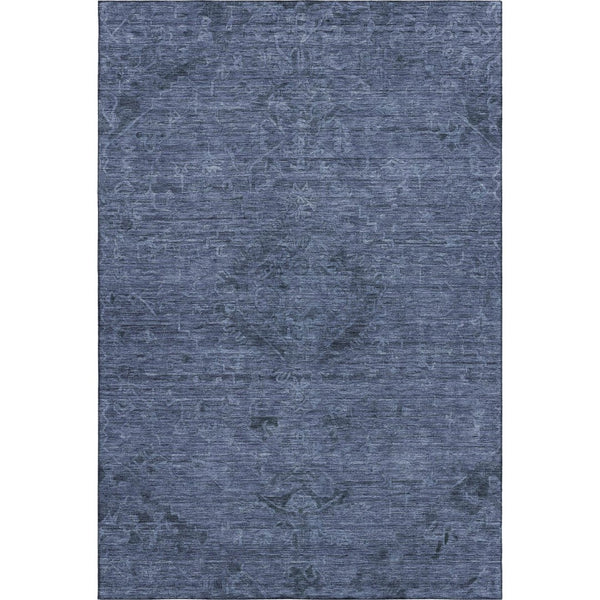HomeRoots 8' X 10' Navy Blue & Gray Medallion Area Rug - Washable, UV-Protected, Durable & Stylish Design 684622