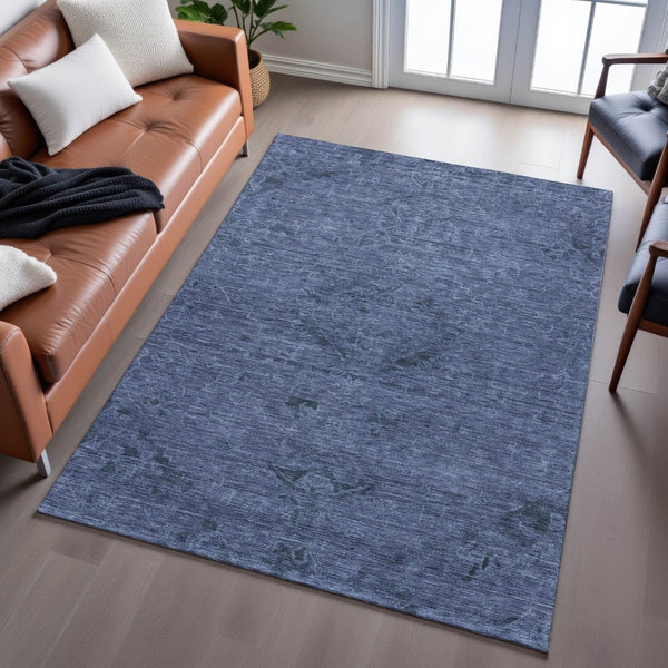 HomeRoots 8' X 10' Navy Blue & Gray Medallion Area Rug - Washable, UV-Protected, Durable & Stylish Design 684622