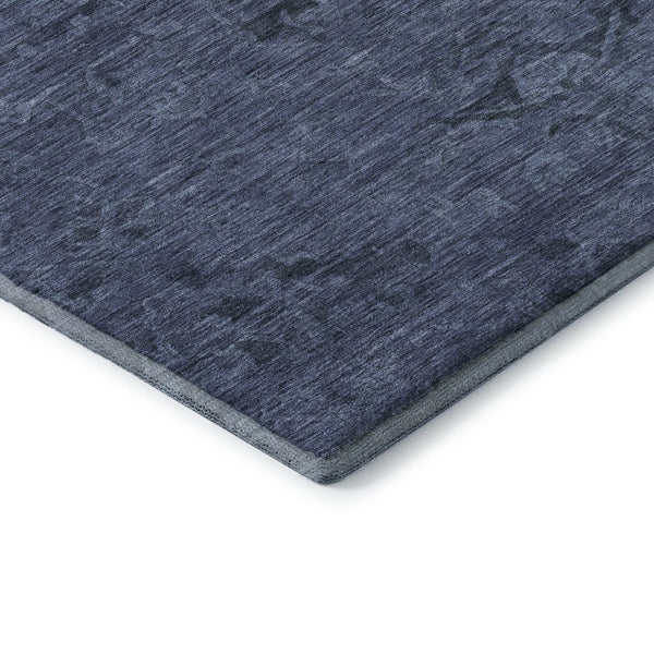 HomeRoots 9' X 12' Navy Blue and Gray Medallion Area Rug - Washable, Stain-Resistant, UV-Protected Home Decor 684623