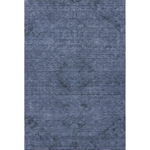 HomeRoots 9' X 12' Navy Blue and Gray Medallion Area Rug - Washable, Stain-Resistant, UV-Protected Home Decor 684623