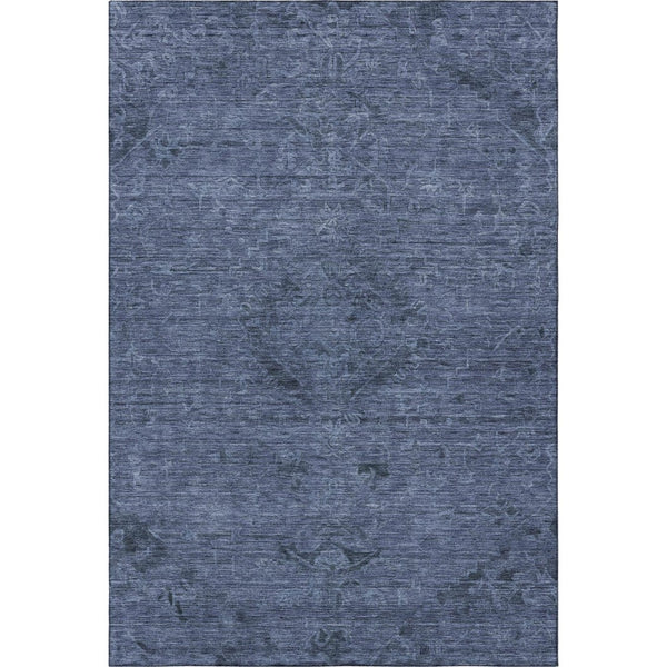 HomeRoots 9' X 12' Navy Blue and Gray Medallion Area Rug - Washable, Stain-Resistant, UV-Protected Home Decor 684623