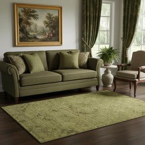 HomeRoots 5' X 8' Olive Green & Gray Medallion Area Rug - Washable, UV Protected, Perfect for Family Homes! 684626