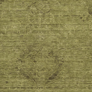 HomeRoots 5' X 8' Olive Green & Gray Medallion Area Rug - Washable, UV Protected, Perfect for Family Homes! 684626