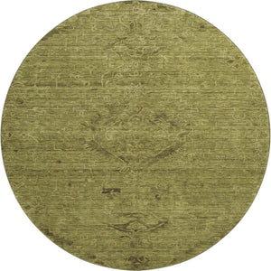 HomeRoots 8' Olive Green and Gray Medallion Round Rug – Washable, UV-Protected, Ideal for High-Traffic Homes 684627