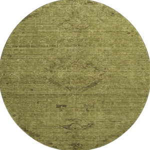 HomeRoots 8' Olive Green and Gray Medallion Round Rug – Washable, UV-Protected, Ideal for High-Traffic Homes 684627