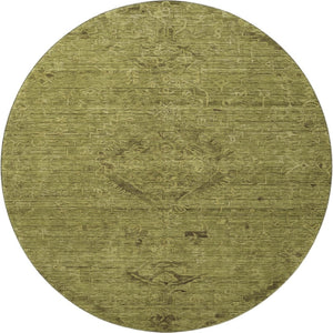 HomeRoots 8' Olive Green and Gray Medallion Round Rug – Washable, UV-Protected, Ideal for High-Traffic Homes 684627
