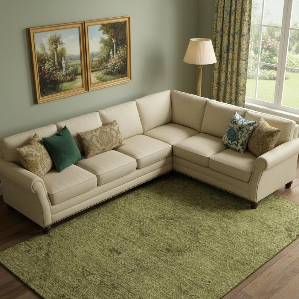 HomeRoots 9' X 12' Olive Green & Gray Medallion Area Rug - Washable, Stain Resistant, UV Protected Design! 684629