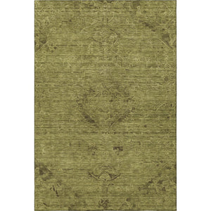 HomeRoots 9' X 12' Olive Green & Gray Medallion Area Rug - Washable, Stain Resistant, UV Protected Design! 684629
