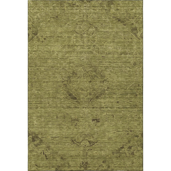 HomeRoots 9' X 12' Olive Green & Gray Medallion Area Rug - Washable, Stain Resistant, UV Protected Design! 684629