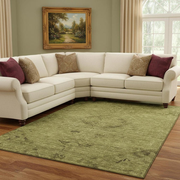 HomeRoots 10' Olive Green & Gray Medallion Washable Area Rug with UV Protection for Stylish Living Spaces 684630