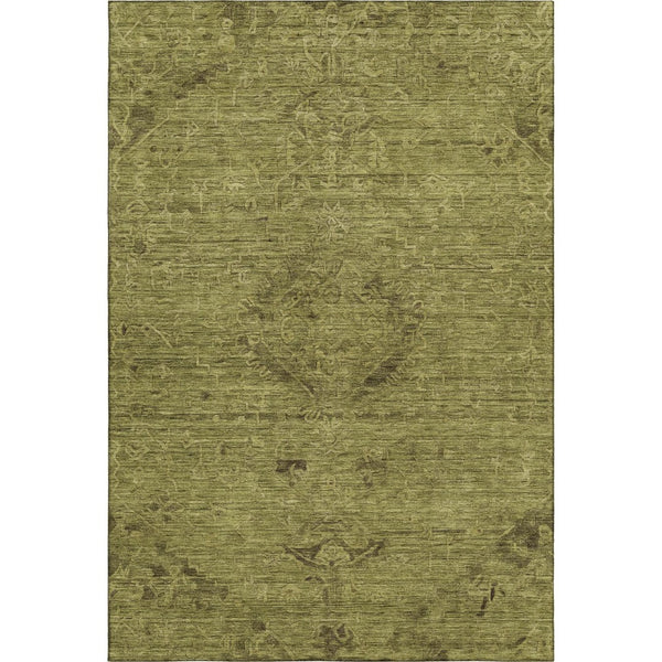 HomeRoots 10' Olive Green & Gray Medallion Washable Area Rug with UV Protection for Stylish Living Spaces 684630
