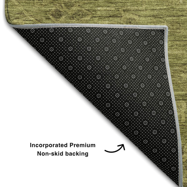 HomeRoots 10' Olive Green & Gray Medallion Washable Area Rug with UV Protection for Stylish Living Spaces 684630