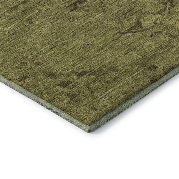 HomeRoots 10' Olive Green & Gray Medallion Washable Area Rug with UV Protection for Stylish Living Spaces 684630