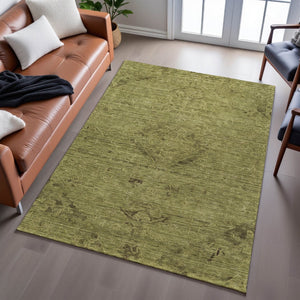 HomeRoots 10' Olive Green & Gray Medallion Washable Area Rug with UV Protection for Stylish Living Spaces 684630
