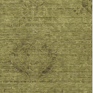 HomeRoots 10' Olive Green & Gray Medallion Washable Area Rug with UV Protection for Stylish Living Spaces 684630