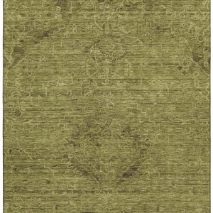 HomeRoots 10' Olive Green & Gray Medallion Washable Area Rug with UV Protection for Stylish Living Spaces 684630