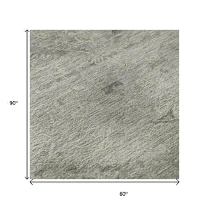 HomeRoots 5' X 8' Pewter & Silver Medallion Area Rug - Washable, UV Protected, Durable for Busy Homes 684632