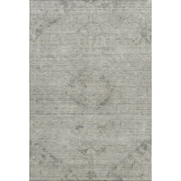 HomeRoots 8' X 10' Pewter And Silver Medallion Area Rug - Washable, UV Protected, Durable & Elegant Design 684634