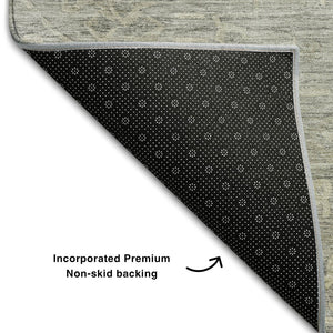 HomeRoots 8' X 10' Pewter And Silver Medallion Area Rug - Washable, UV Protected, Durable & Elegant Design 684634