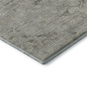HomeRoots 8' X 10' Pewter And Silver Medallion Area Rug - Washable, UV Protected, Durable & Elegant Design 684634