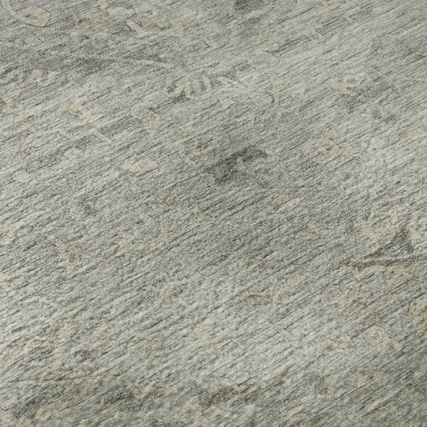 HomeRoots 8' X 10' Pewter And Silver Medallion Area Rug - Washable, UV Protected, Durable & Elegant Design 684634