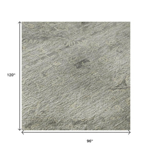 HomeRoots 8' X 10' Pewter And Silver Medallion Area Rug - Washable, UV Protected, Durable & Elegant Design 684634
