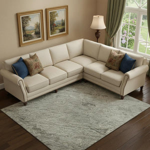 HomeRoots 9' X 12' Elegant Pewter & Silver Medallion Washable Area Rug with UV Protection for Modern Homes 684635