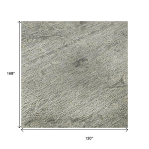 HomeRoots 10' X 14' Elegant Pewter & Silver Medallion Washable Area Rug with UV Protection for Every Home 684636