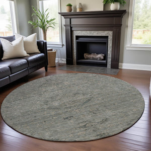 HomeRoots 8' Sage and Beige Medallion Round Rug - Washable, UV-Protected, Stain-Resistant for Any Space 684639