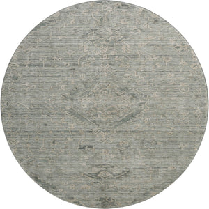 HomeRoots 8' Sage and Beige Medallion Round Rug - Washable, UV-Protected, Stain-Resistant for Any Space 684639