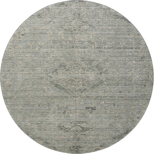 HomeRoots 8' Sage and Beige Medallion Round Rug - Washable, UV-Protected, Stain-Resistant for Any Space 684639