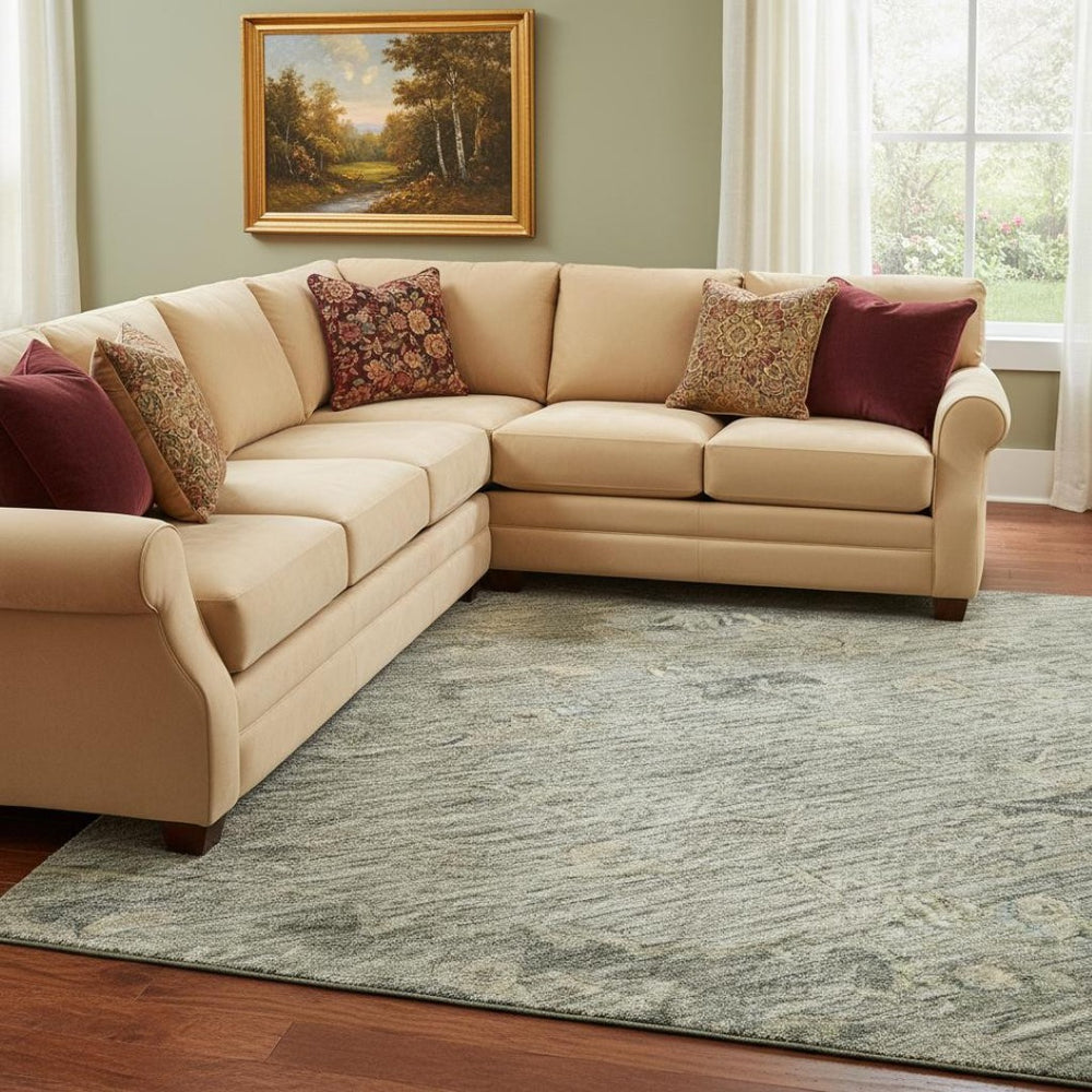 HomeRoots 8' X 10' Sage & Beige Medallion Area Rug - Washable, UV Protected, Durable & Stylish for Any Room 684640