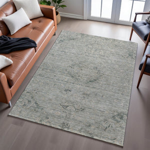 HomeRoots 8' X 10' Sage & Beige Medallion Area Rug - Washable, UV Protected, Durable & Stylish for Any Room 684640