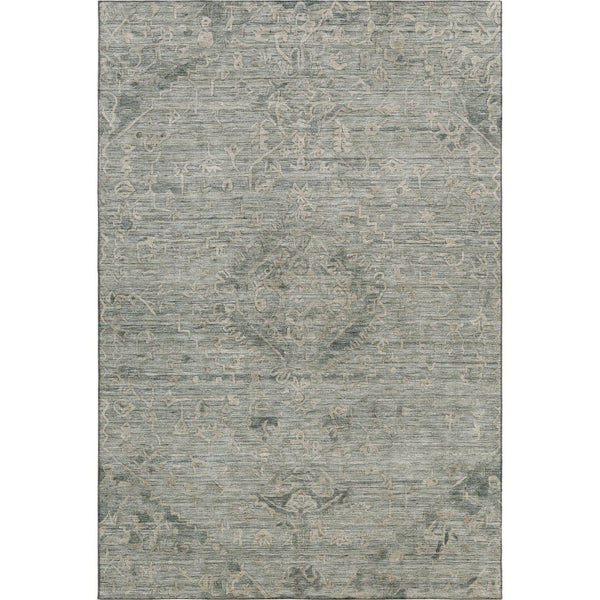 HomeRoots 9' X 12' Sage Medallion Area Rug - Stain Resistant, UV Protected, Elegant & Durable for High Traffic Homes 684641