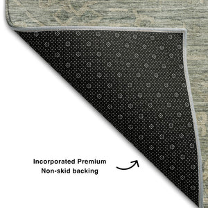 HomeRoots 9' X 12' Sage Medallion Area Rug - Stain Resistant, UV Protected, Elegant & Durable for High Traffic Homes 684641