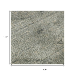 HomeRoots 9' X 12' Sage Medallion Area Rug - Stain Resistant, UV Protected, Elegant & Durable for High Traffic Homes 684641