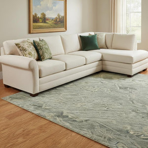 HomeRoots 10' X 14' Sage and Beige Medallion Area Rug - Stain-Resistant, UV Protected for Busy Homes! 684642